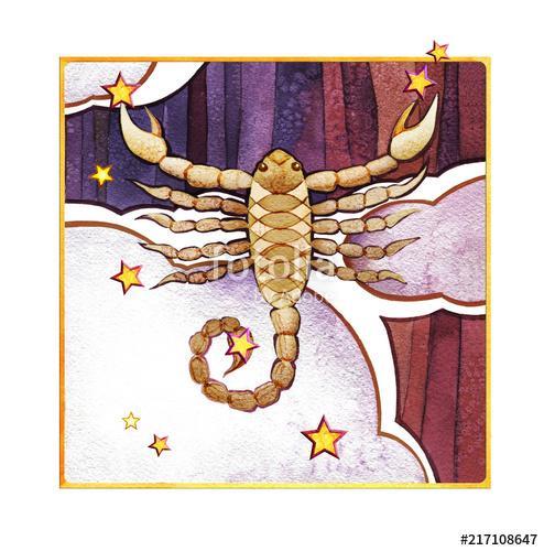Astrological sign of the zodiac Scorpion, watercolor in retro st, Premium Kollekció
