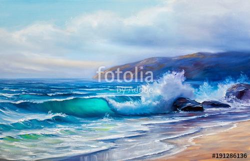 Oil  painting of the sea on canvas., Premium Kollekció