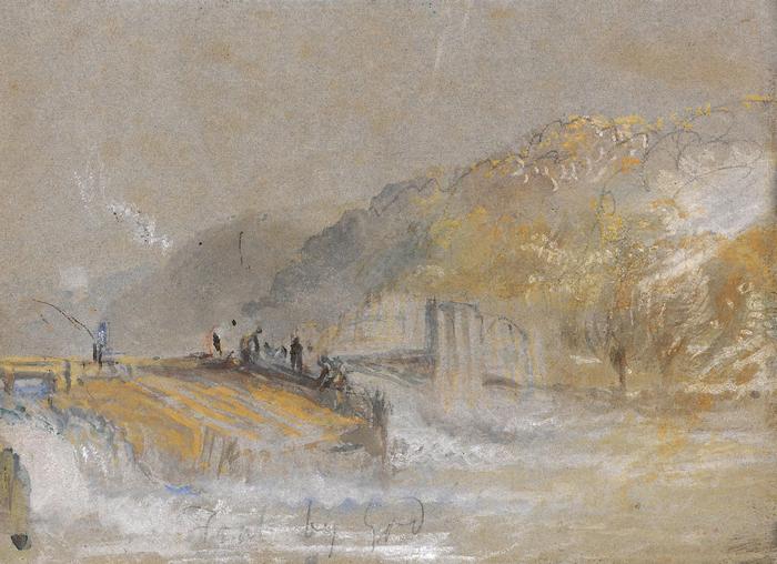 Folyó horgászokkal, William Turner