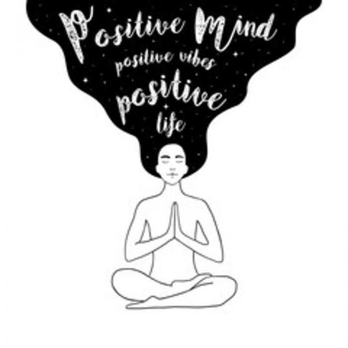 Positive vibes grafika meditáló nővel, 