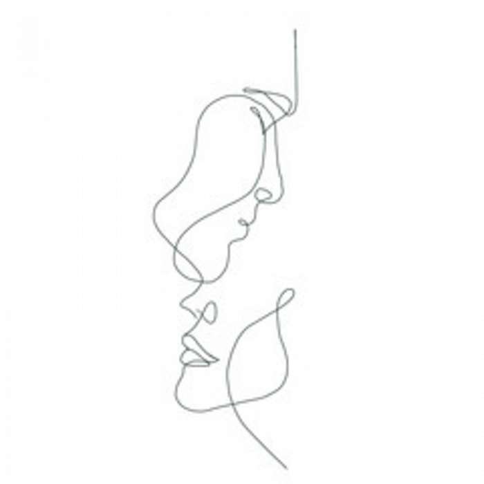 Egymásban, férfi és női fej sziluett (vonalrajz, line art), Partner Kollekció