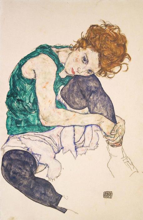 Ülő nő felhúzott lábbal (Adele Herms), Egon Schiele