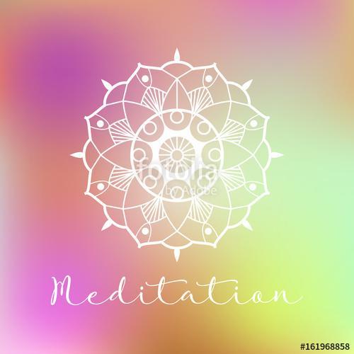 Meditation vector illustration with mandala on colorful backgrou, Premium Kollekció