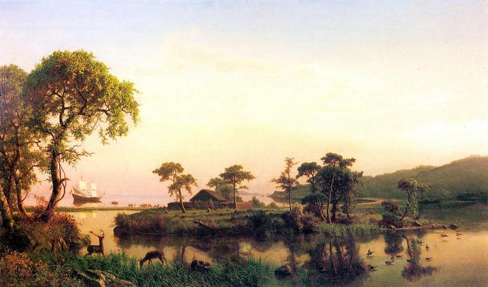 Tájkép szigettel, Albert Bierstadt