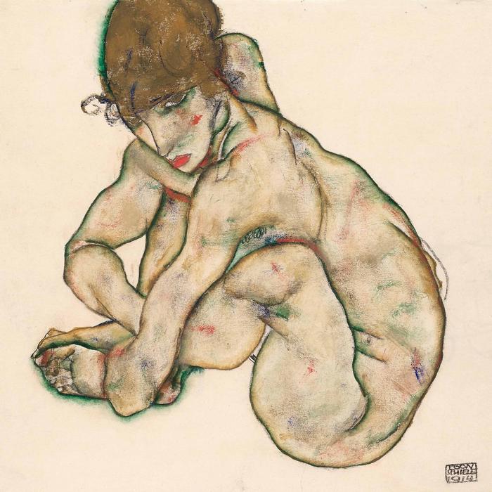 Összekuporodó női akt, Egon Schiele