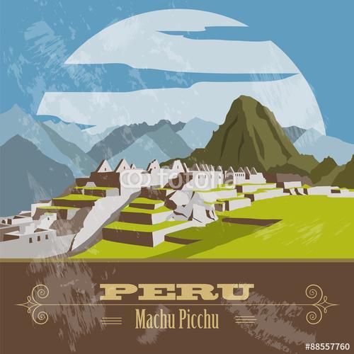 Peru látványosságai. Retro stílusú kép., Premium Kollekció