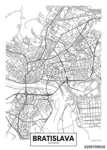 Detailed vector poster city map Bratislava, Premium Kollekció