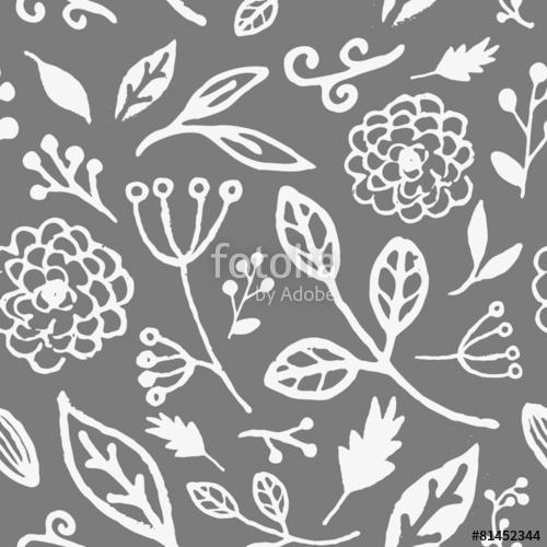 Hand Drawn Floral Seamless Pattern, Premium Kollekció