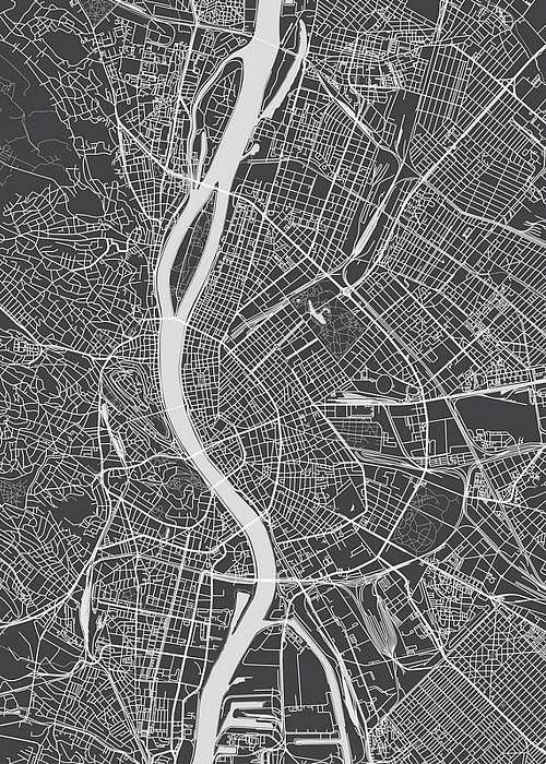 Budapest city plan, detailed vector map, Premium Kollekció