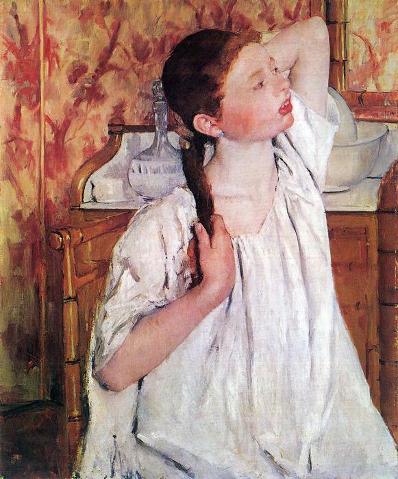 Haját igazító lány, Mary Cassatt