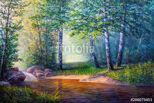 landscape painting of waterfall, Premium Kollekció