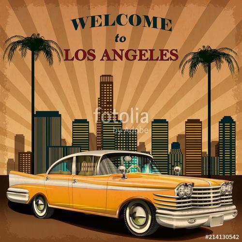 Welcome to Los Angeles retro poster., Premium Kollekció