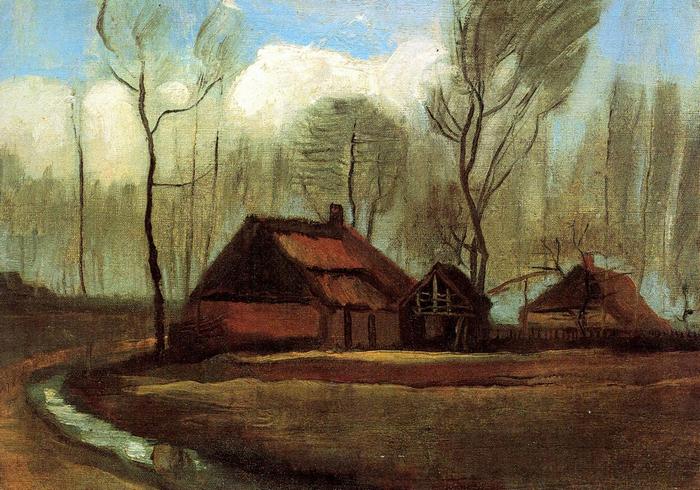 Parasztházak a fák között (1883), Vincent Van Gogh