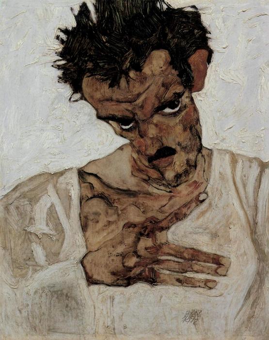 Egon Schiele önarcképe, lehajtott fejjel, Egon Schiele