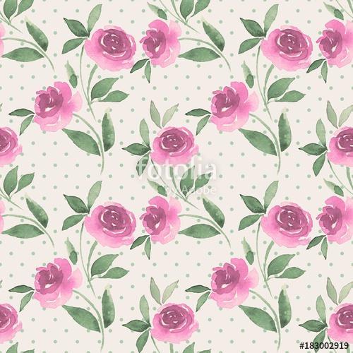 Floral seamless pattern 32. Watercolor background with pink flow, Premium Kollekció