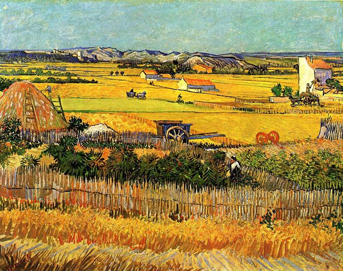 Aratás La Craua-ban háttérben a Montmajour, Vincent Van Gogh
