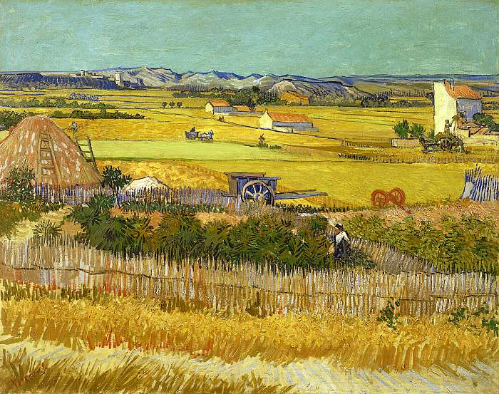 Aratás La Craua-ban háttérben a Montmajour, Vincent Van Gogh