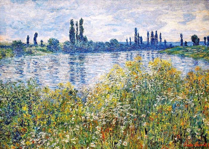 Virágok a Szajna- parton, Vetheuil közelében, Claude Monet