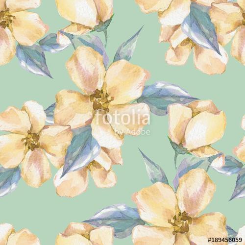 Floral seamless pattern. Watercolor background with yellow flowe, Premium Kollekció