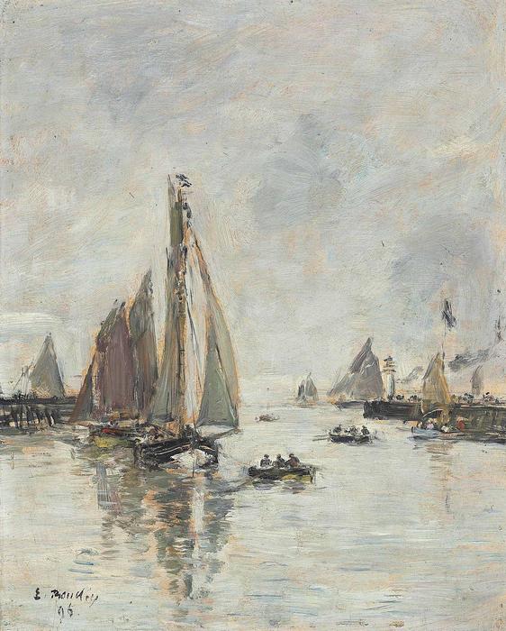 Halászhajók visszatérése Trouville kikötőjébe, Eugène Louis Boudin