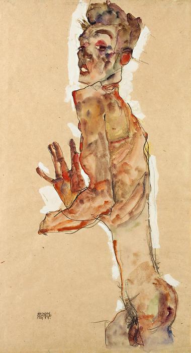 Önarckép nyitott tenyérrel, Egon Schiele