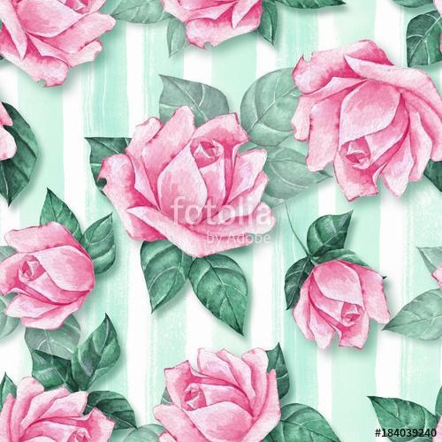 Floral seamless pattern 3. Watercolor background with beautiful , Premium Kollekció