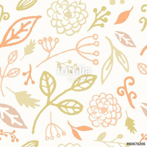 Hand Drawn Floral Seamless Pattern, Premium Kollekció