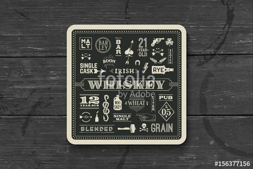 Coaster for whiskey and alcoholic beverages. Vintage drawing for, Premium Kollekció