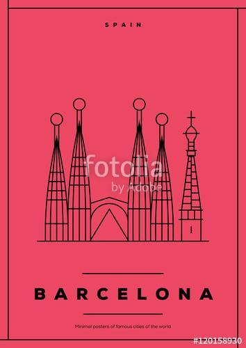 Minimal Barcelona City Poster Design, Premium Kollekció