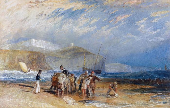 Folkestone kikötéje és a Doveri fehér sziklák, William Turner