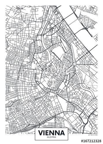 Részletes vektor poszter várostérkép Bécs, Premium Kollekció