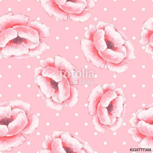 Floral seamless pattern 2. Watercolor background with pink flowe, Premium Kollekció