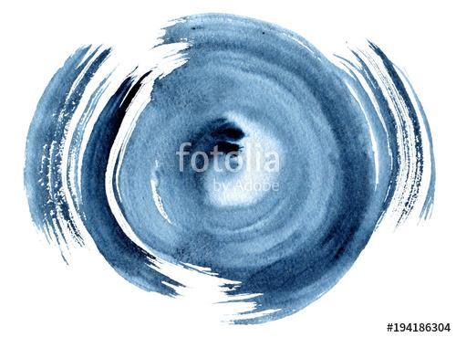 Circle grunge doodle. Blue brush stroke in the form of a circle. Drawing created in ink sketch handmade technique., Premium Kollekció