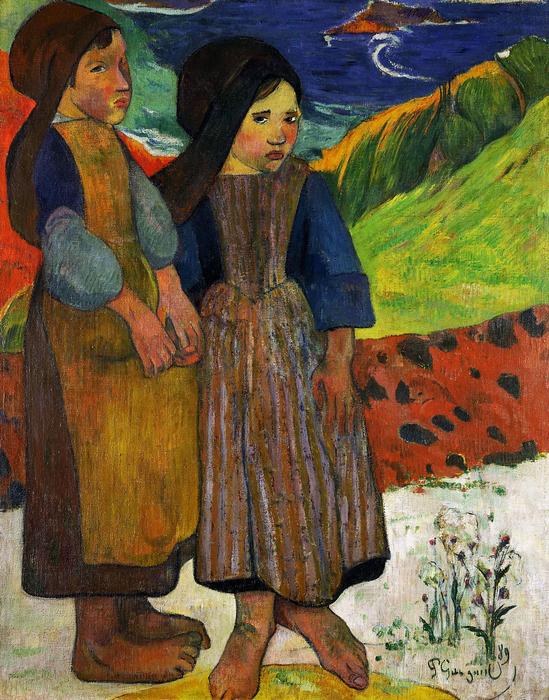 Breton-i lányok a tengernél - Színverzió 1., Paul Gauguin