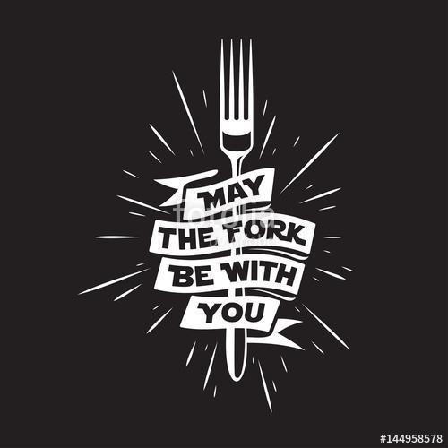 May the fork be with you kitchen and cooking related poster. Vec, Premium Kollekció