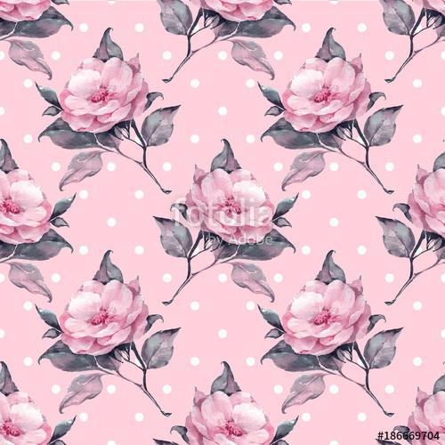 Pink floral seamless pattern with roses 14, Premium Kollekció