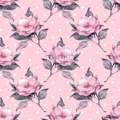 Pink floral seamless pattern with roses 14, Premium Kollekció