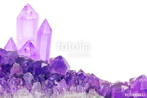 lilac amethyst small and large crystals on white, Premium Kollekció