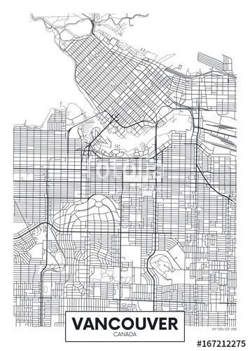 Részletes vektor poszter várostérkép Vancouver, Premium Kollekció