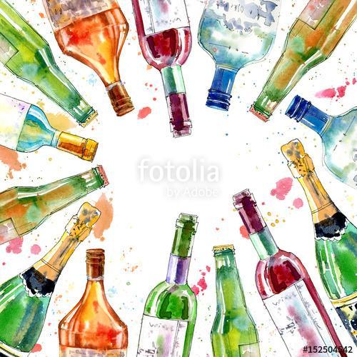 Alkoholos üvegek (akvarell reprodukció), Partner Kollekció