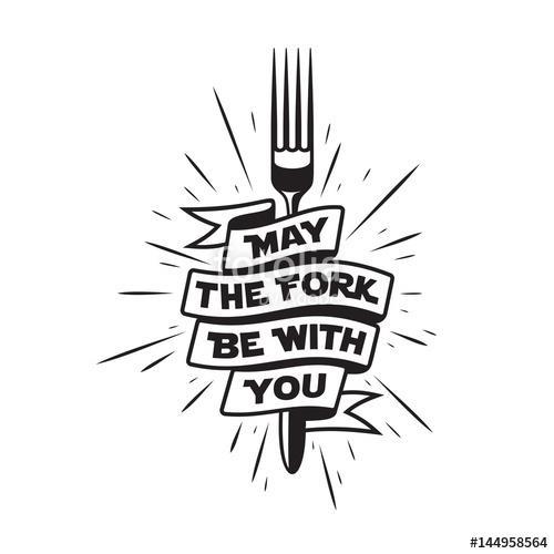 May the fork be with you kitchen and cooking related poster. Vec, Premium Kollekció