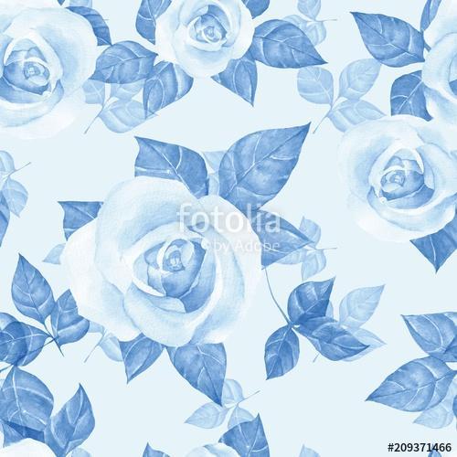 Delicate roses 3. Hand drawn watercolor floral seamless pattern, Premium Kollekció