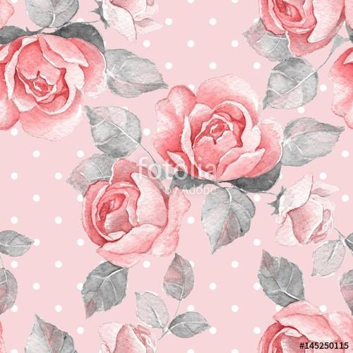 Hand drawn watercolor floral seamless pattern. Vintage flowers 2, Premium Kollekció