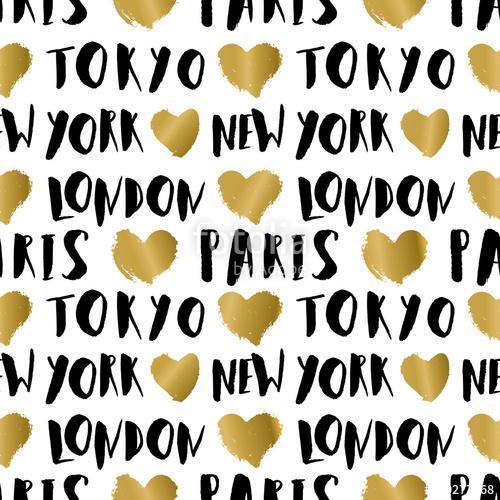 City Names Seamless Pattern, Premium Kollekció