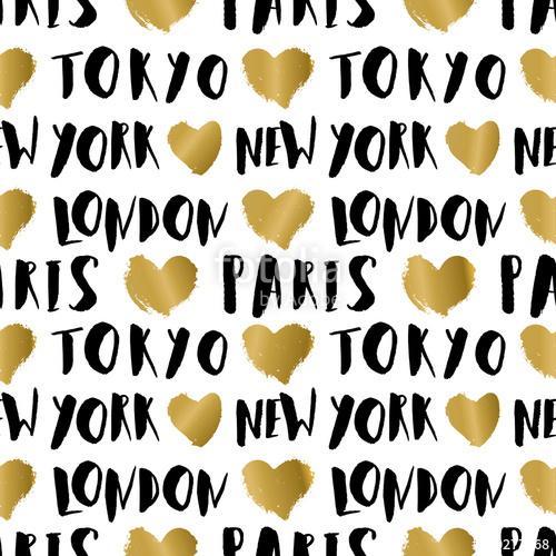 City Names Seamless Pattern, Premium Kollekció