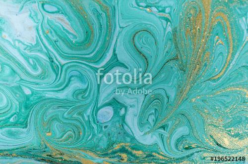 Marble abstract acrylic background. Nature green marbling artwork texture. Golden glitter., Premium Kollekció