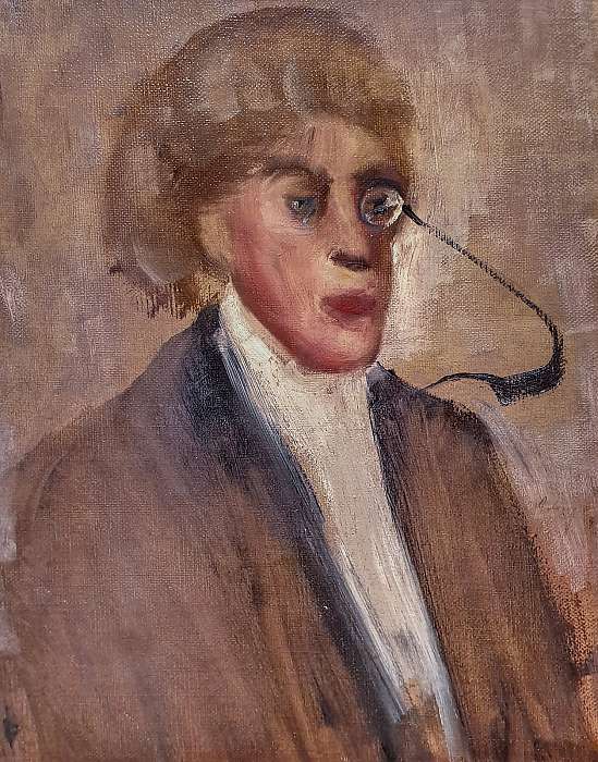 Monoklit viselő férfi portréja, Gulácsy Lajos