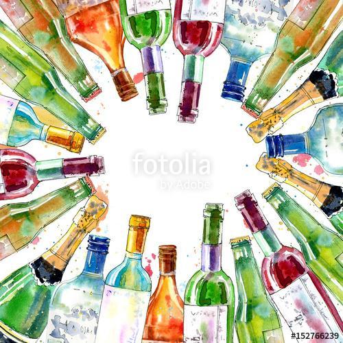 Alkoholos palackok (akvarell reprodukció), Partner Kollekció