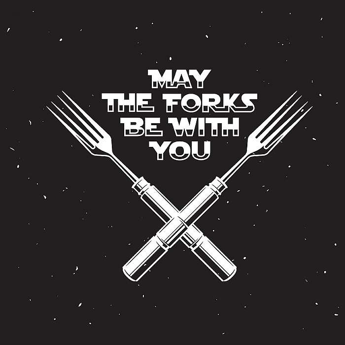 May the forks be with you kitchen and cooking related poster. Ve, Premium Kollekció