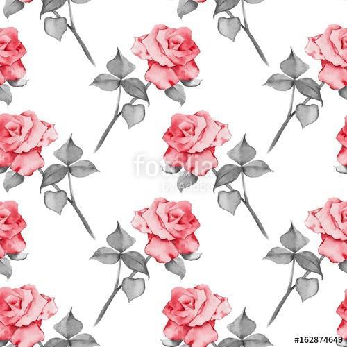 Floral seamless pattern. Watercolor background with roses 17, Premium Kollekció